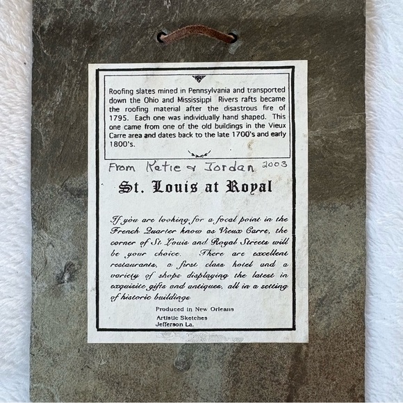 Vintage NEW ORLEANS Roofing Slate Art Wall Plaque St. Louis at Royal Coleman - Picture 5 of 11